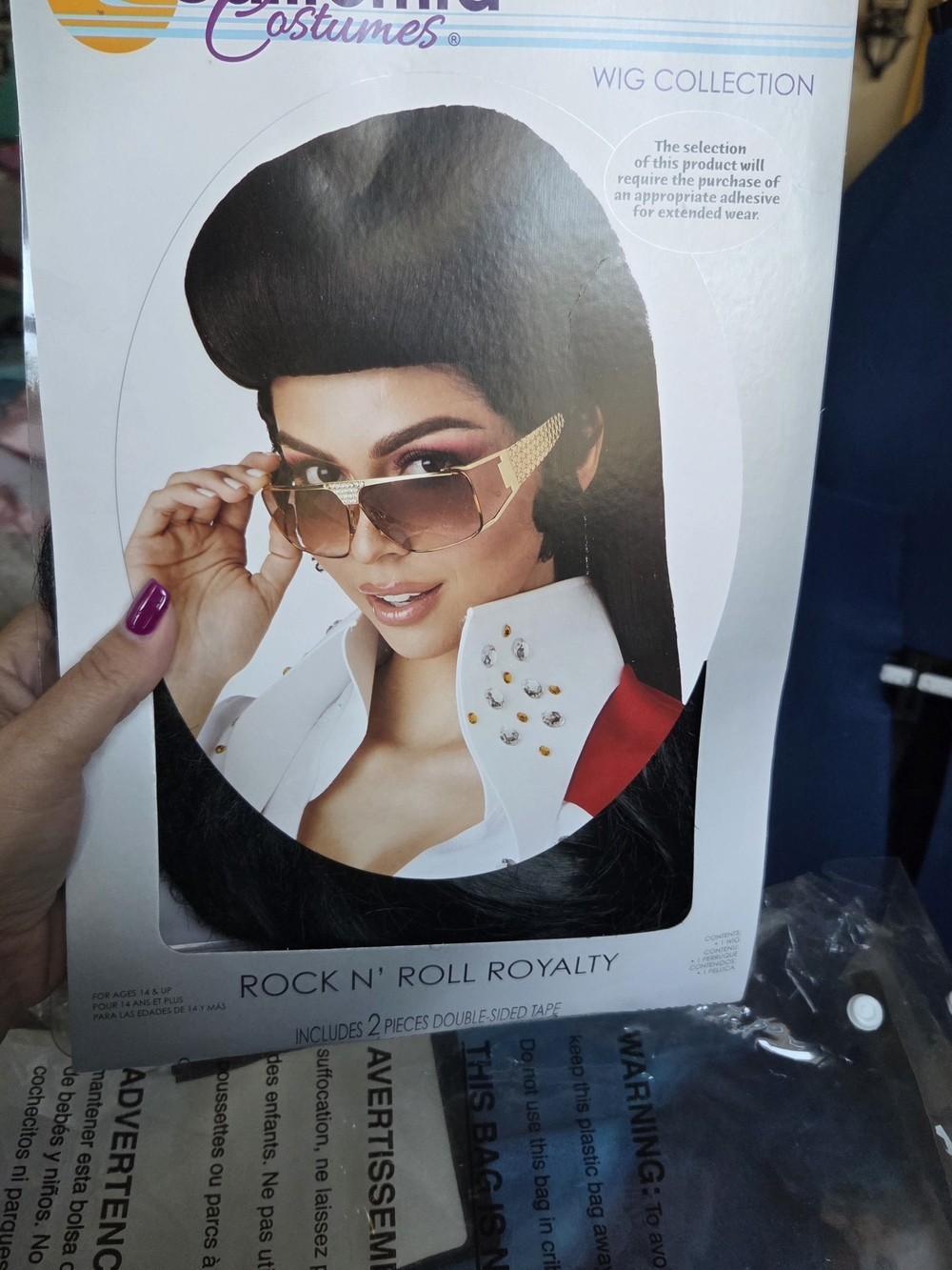 Elvis Wig Rock N' Roll Right Royalty Black Women's Costume Wig